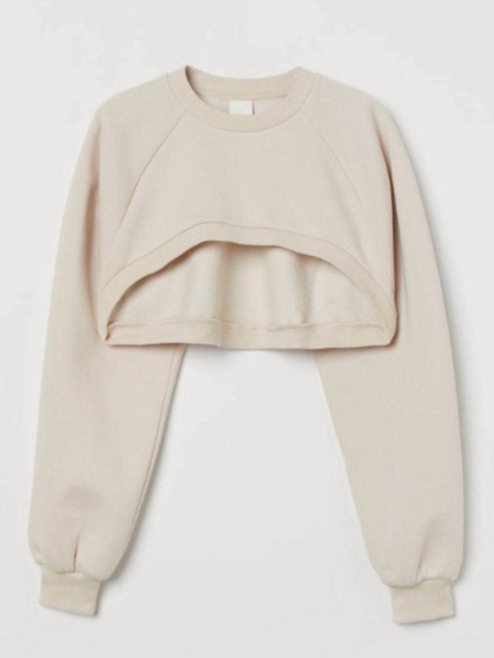 H&M Cropped Crewneck Sweater in Soft Cream. XL. NWT